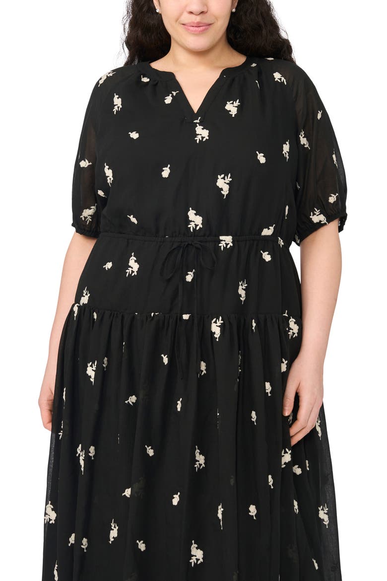 Print Tie Waist Midi Dress, Alternate, color, RICH BLACK
