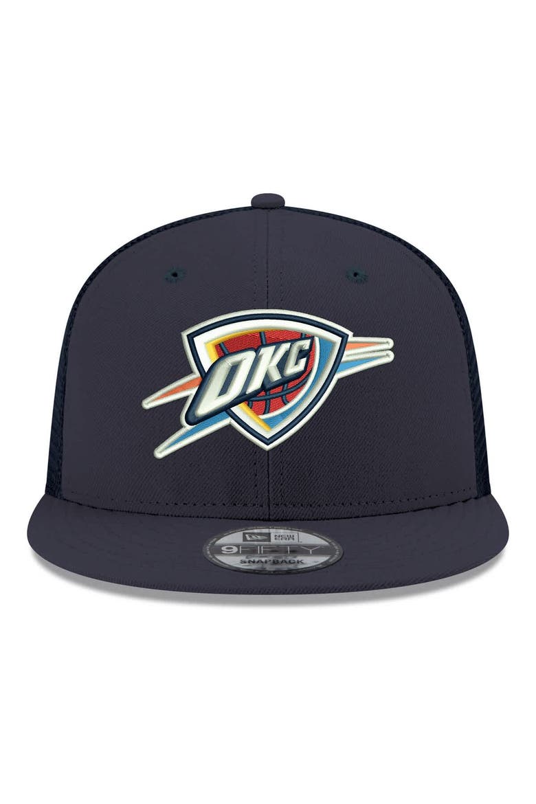 Men's New Era Navy Oklahoma City Thunder Core Logo Meshback 9FIFTY Snapback Hat, Alternate, color, Navy