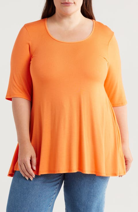 Swing Asymmetric Hem Tunic Top (Plus)