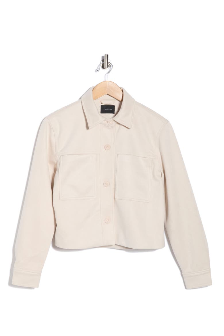 Crop Faux Suede Jacket, Alternate, color, LIGHT STONE