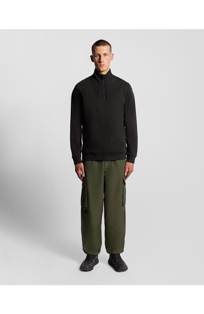 Lyle & Scott Panelled Hybrid Quarter Zip Sweatshirt, Alternate, color, Black Ice