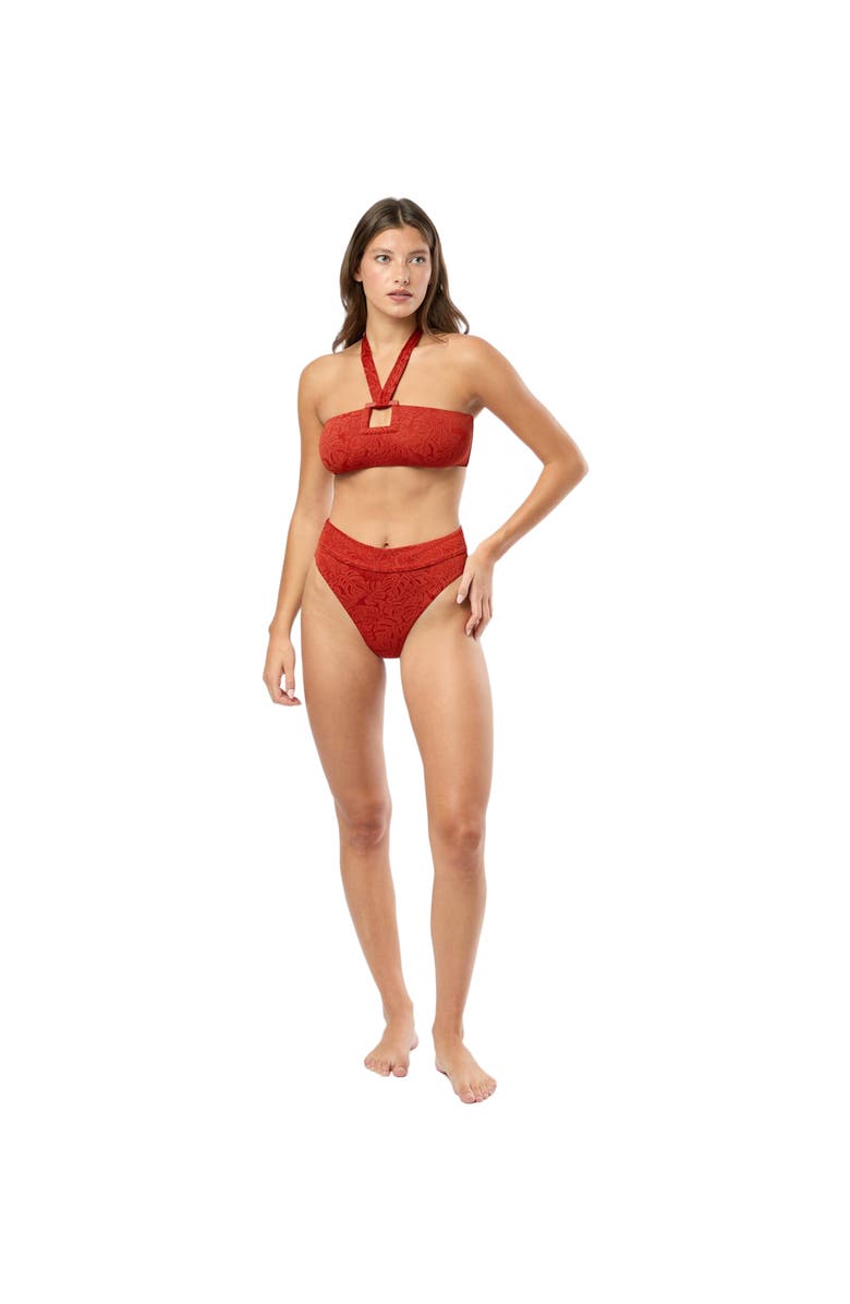 Onia Poppy Bikini Top, Alternate, color, Dark Red