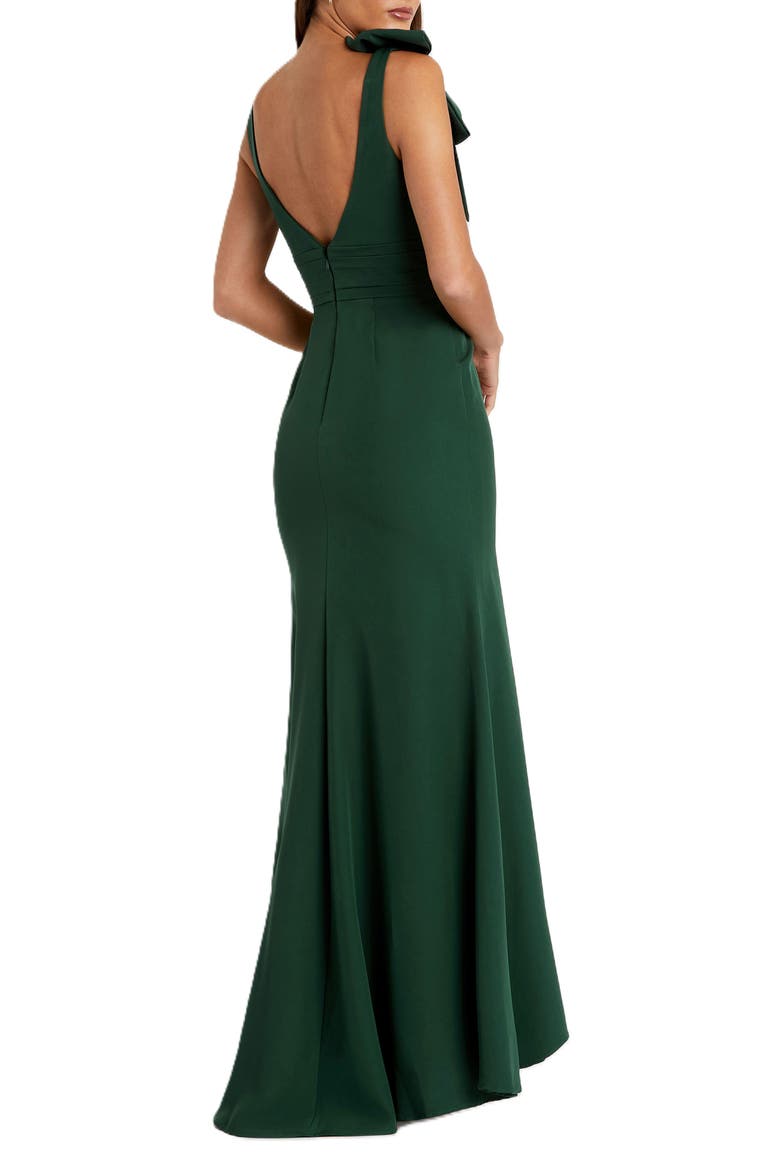 Sleeveless V Neck Bow Detail Mermaid Gown, Alternate, color, Emerald