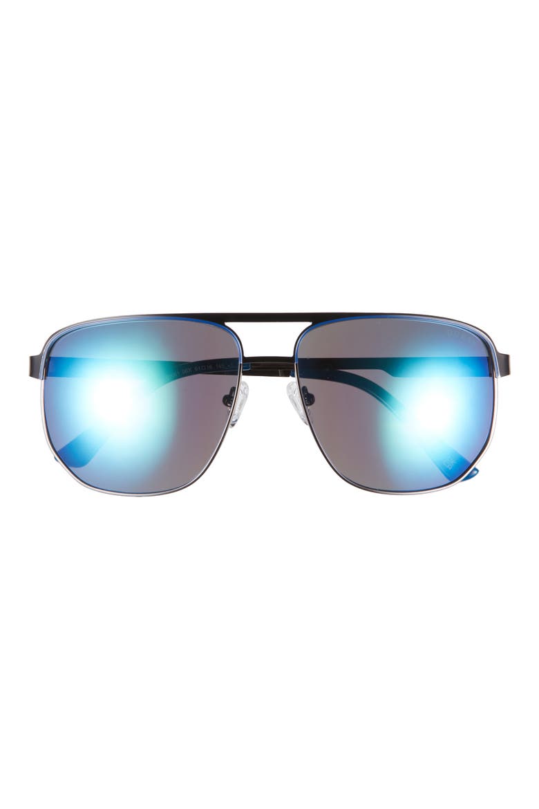 61mm Navigator Sunglasses, Main, color, DARK NICKEL TIN / BLUE MIRROR