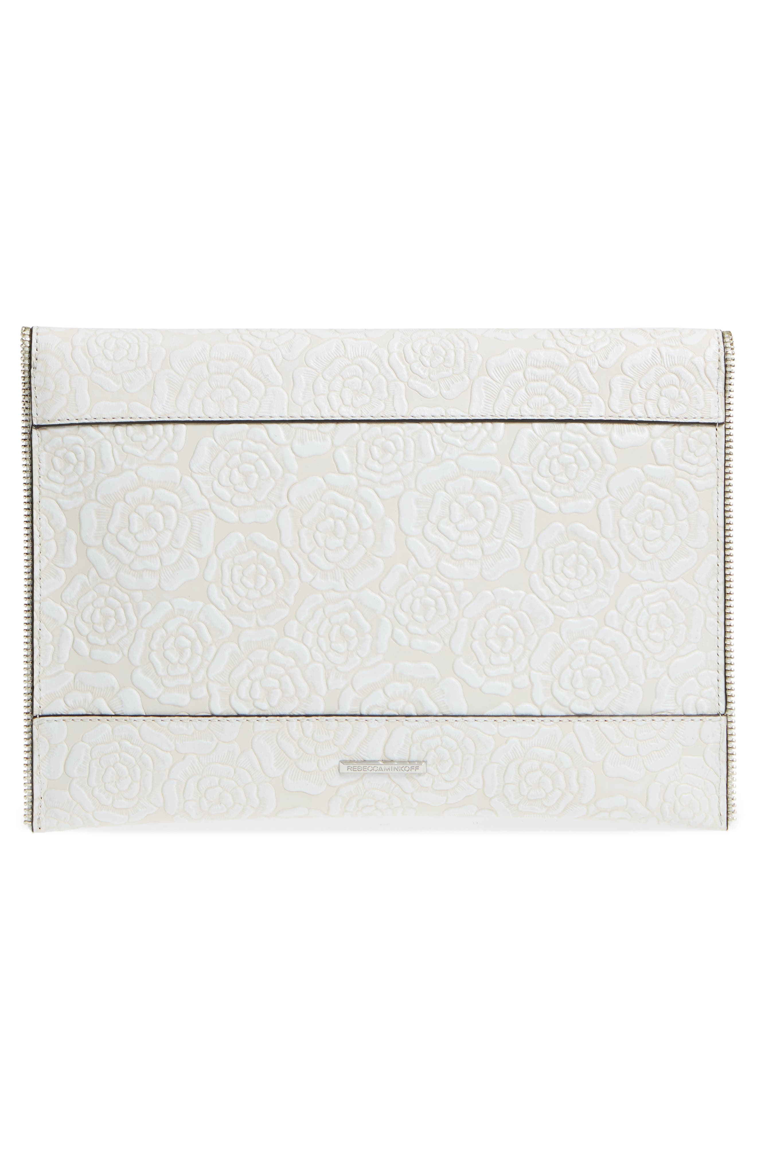 Leo Tooled Leather Clutch, Alternate, color, BIANCO