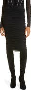 Fuzzi Gonna Ruched Mesh Pencil Skirt