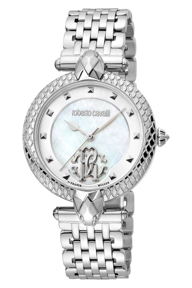 Mother-of-Pearl Dial Bracelet Watch, 34mm, Main, color, SILVER