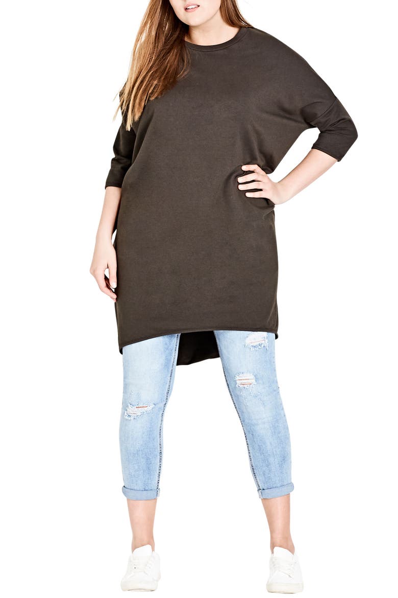 Oversize Knit Tee, Main, color, OLIVE