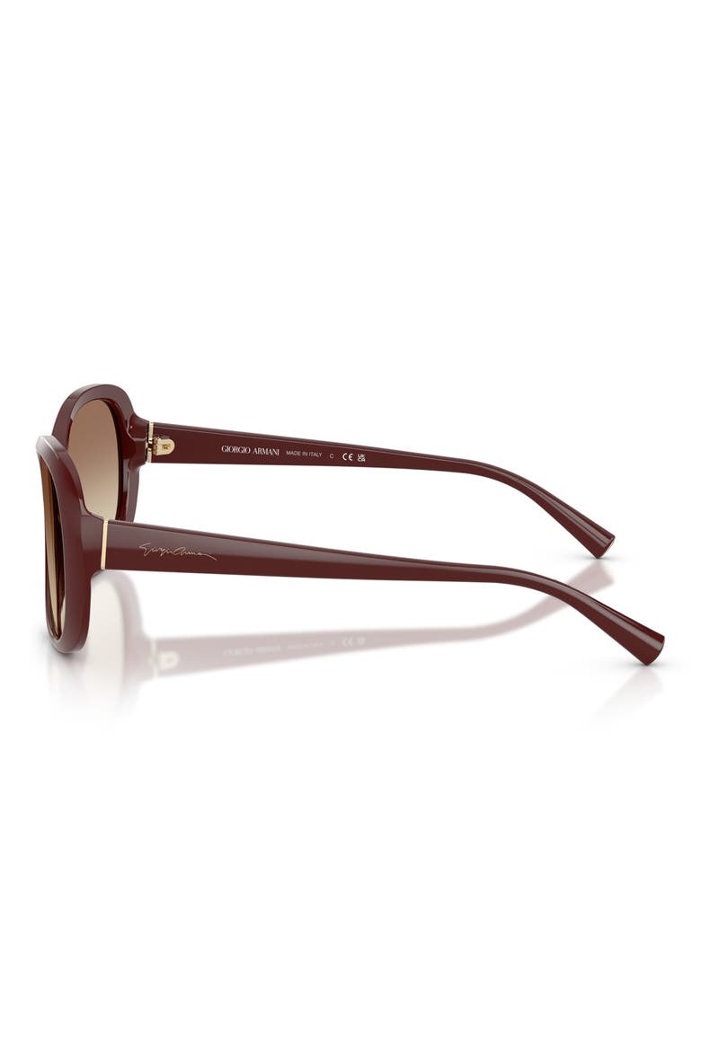 56mm Round Sunglasses, Alternate, color, BURGUNDY / BROWN GRADIENT
