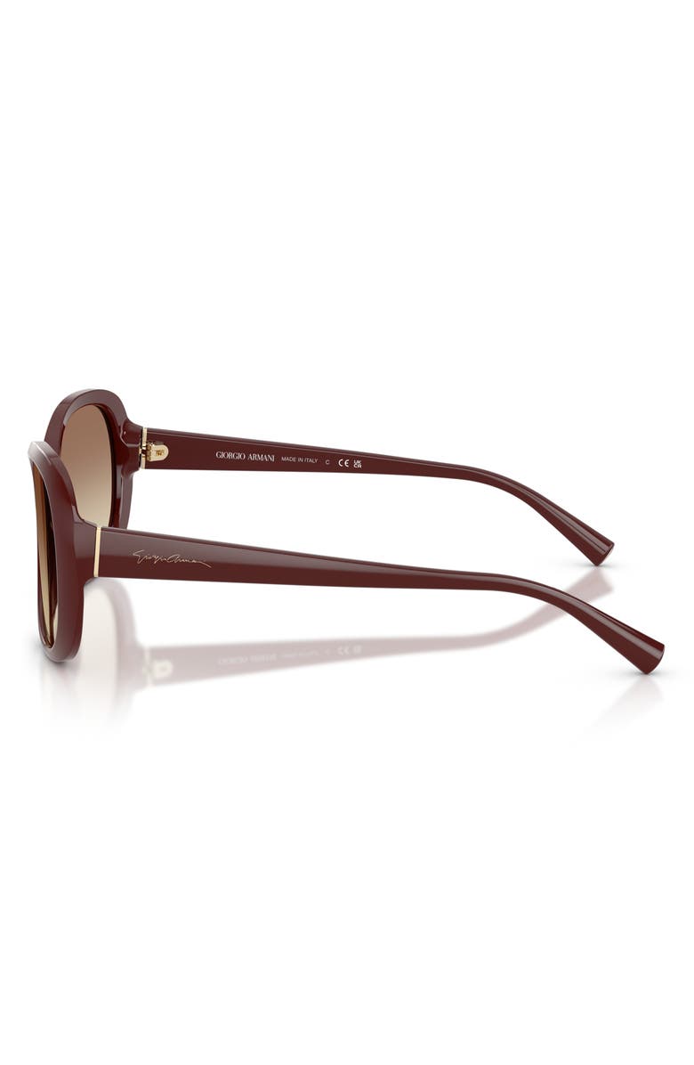 ARMANI 56mm Round Sunglasses, Alternate, color, Burgundy / Brown Gradient