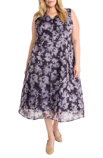 Maggy London Sleeveless Organza Midi Dress