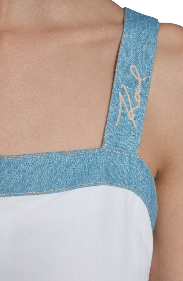 KARL LAGERFELD PARIS Sleeveless Poplin Midi Dress, Alternate, color, White