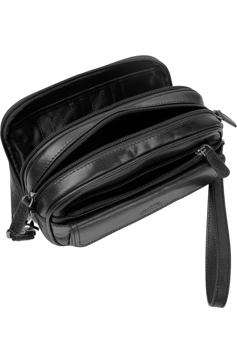 Mancini Buffalo Leather Organizer Crossbody Bag, Alternate, color, Black