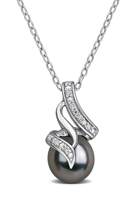 Tahitian Pearl & Diamond Pendant Necklace