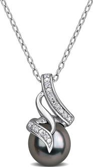 DELMAR Tahitian Pearl & Diamond Pendant Necklace