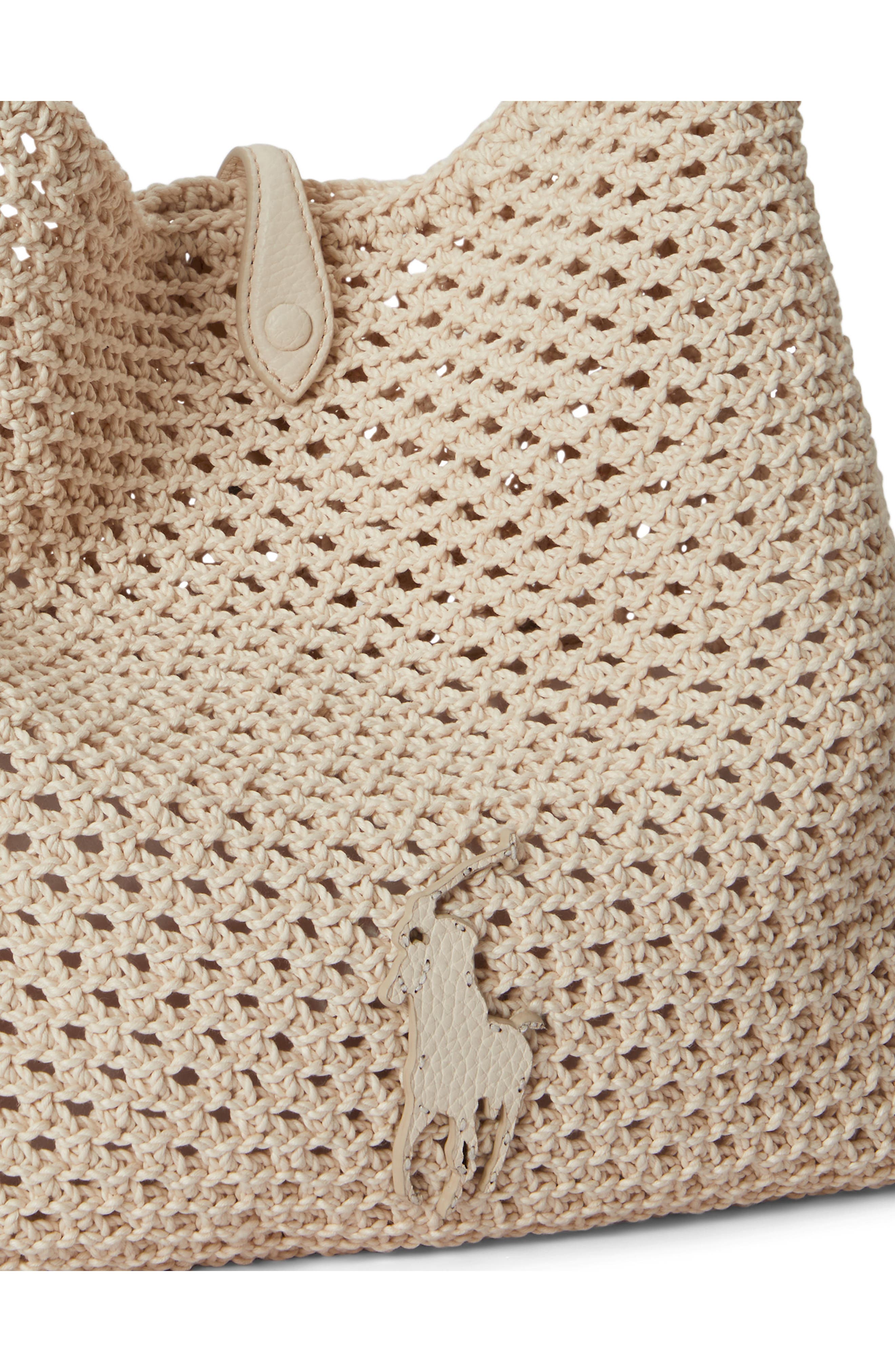 Polo Play Open Weave Messenger Bag, Alternate, color, IVORY
