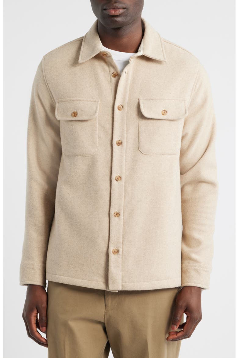 Lomond Wool Blend Melton Button-Up Overshirt, Alternate, color, NATURAL