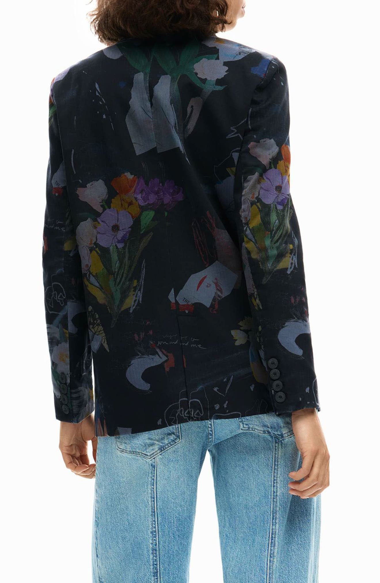Desigual Graphic Floral Print Single Breasted Blazer — фото 3