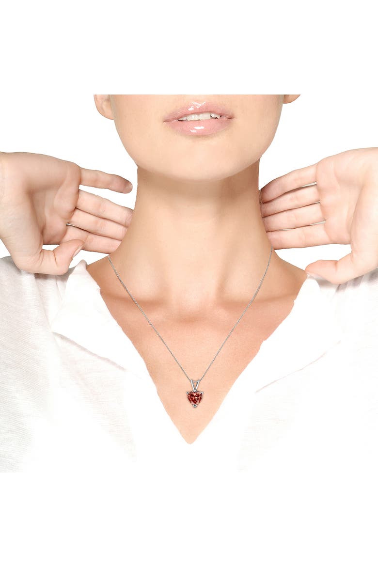 IGI 14K White Gold Martini Set 1 Ct Lab Grown Pink Heart Diamond Pendant Necklace, Alternate, color, White