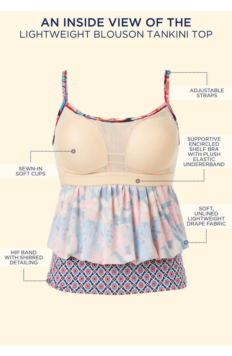 Swimsuits for All Lightweight Scoop Neck Blouson Tankini Top, Alternate, color, Black