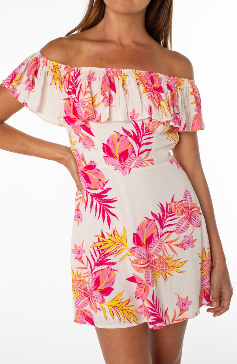 Roxy Clear Sky Off the Shoulder Mini Sundress, Alternate, color, 