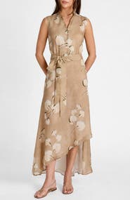 Santorelli Carson Sleeveless Hi-Lo Midi Dress in Floral Printed Voile