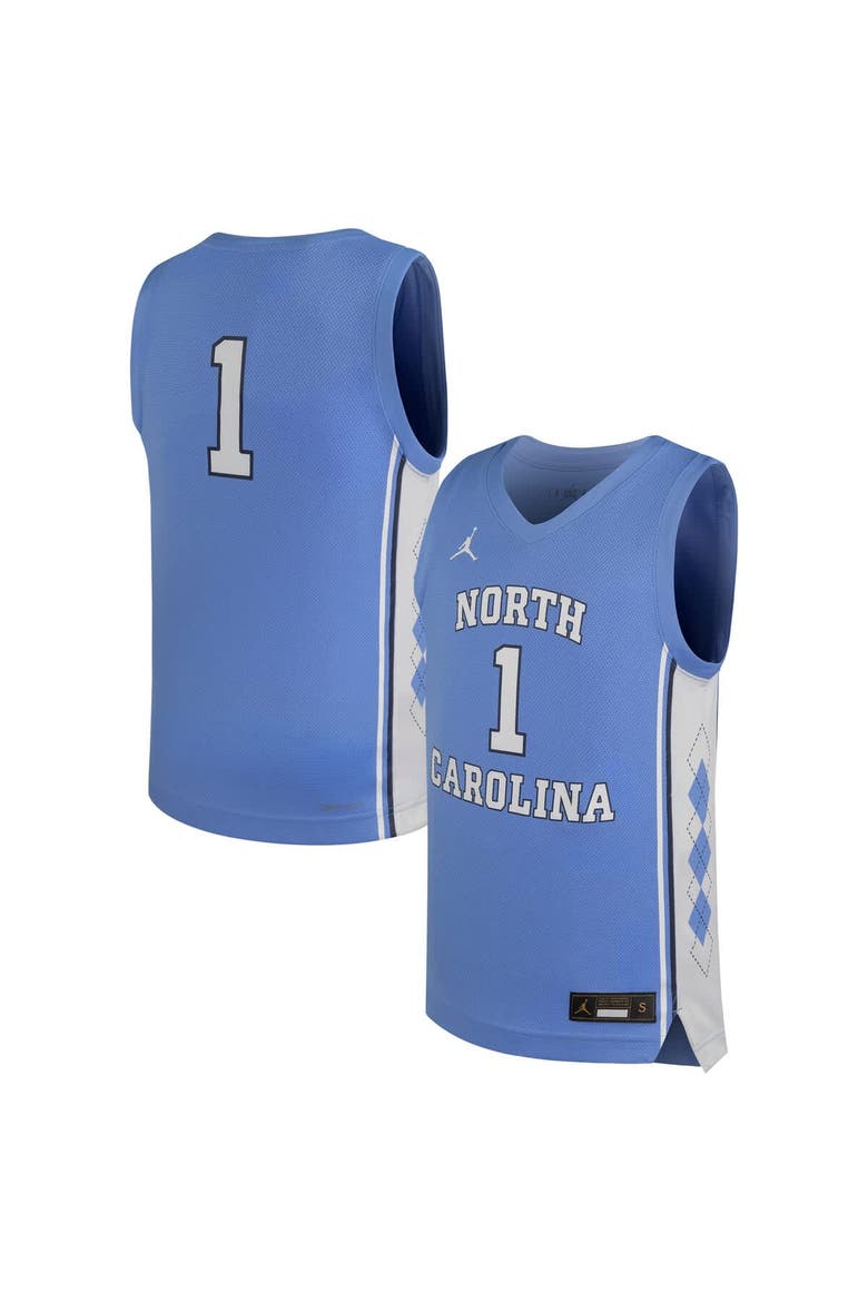 Youth Jordan Brand Carolina Blue North Carolina Tar Heels Replica Basketball Jersey, Main, color, Light Blue