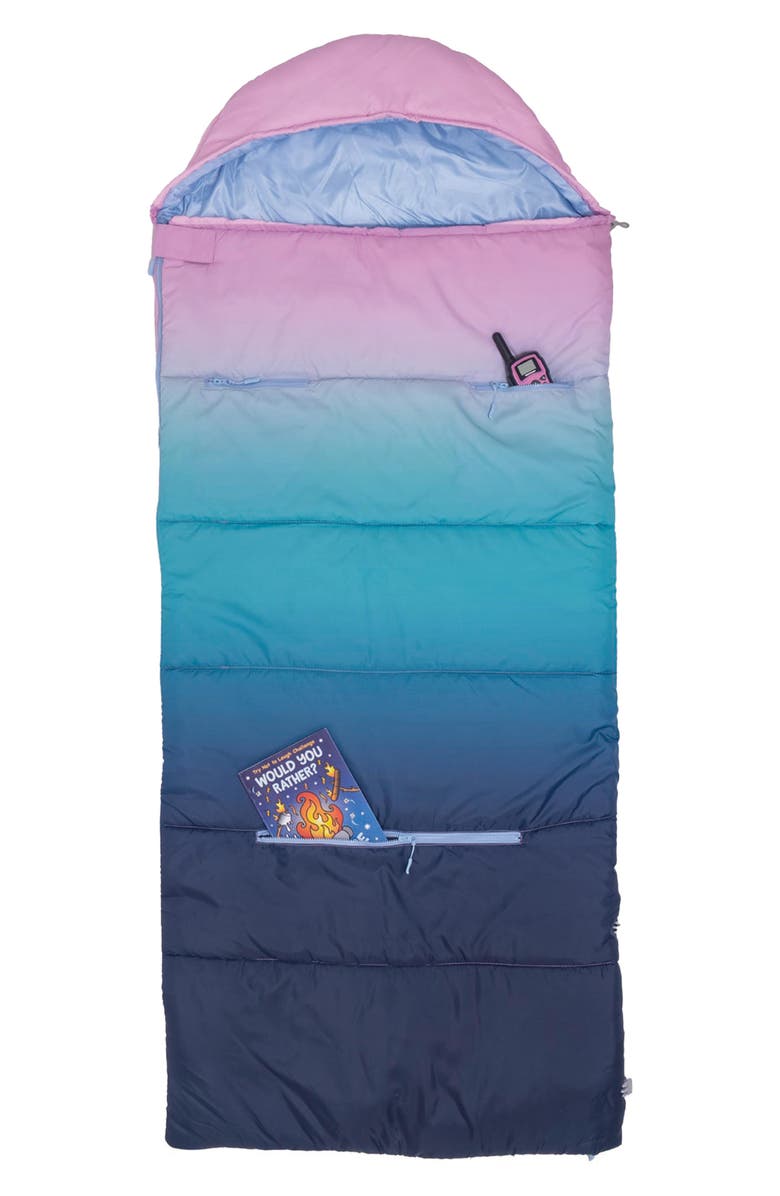mimish Kids' Sleep-n-Pack Sleeping Bag Backpack, Alternate, color, Blue/ Pink Ombre