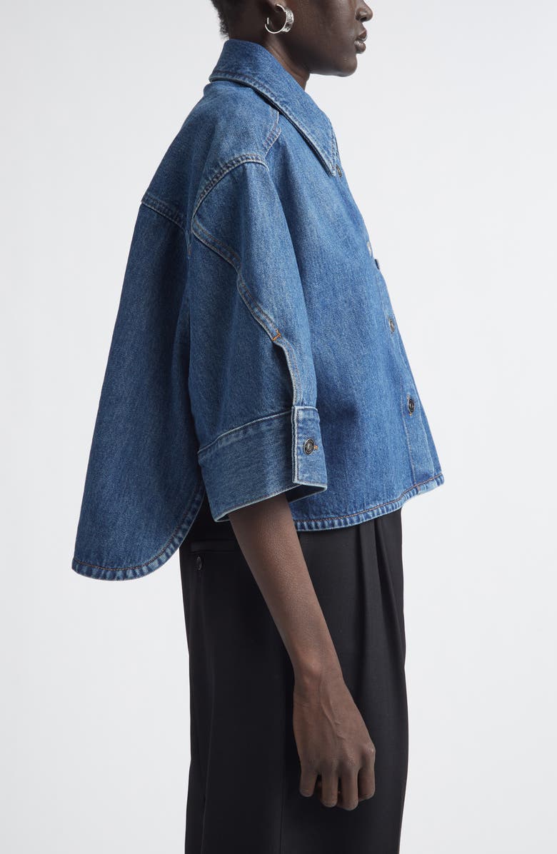 Givenchy Cocoon Crop Denim Shirt Jacket, Alternate, color, Medium Blue