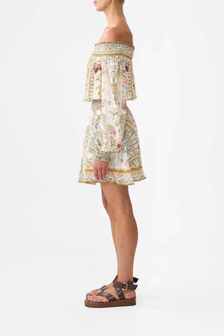 Off Shoulder Short Dress Ottoman Dynasty, Alternate, color, Ottoman Dynasty