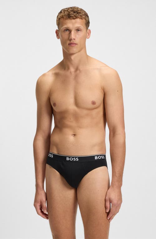 Hugo Boss Boss Assorted 3-pack Power Stretch Cotton Briefs In Black