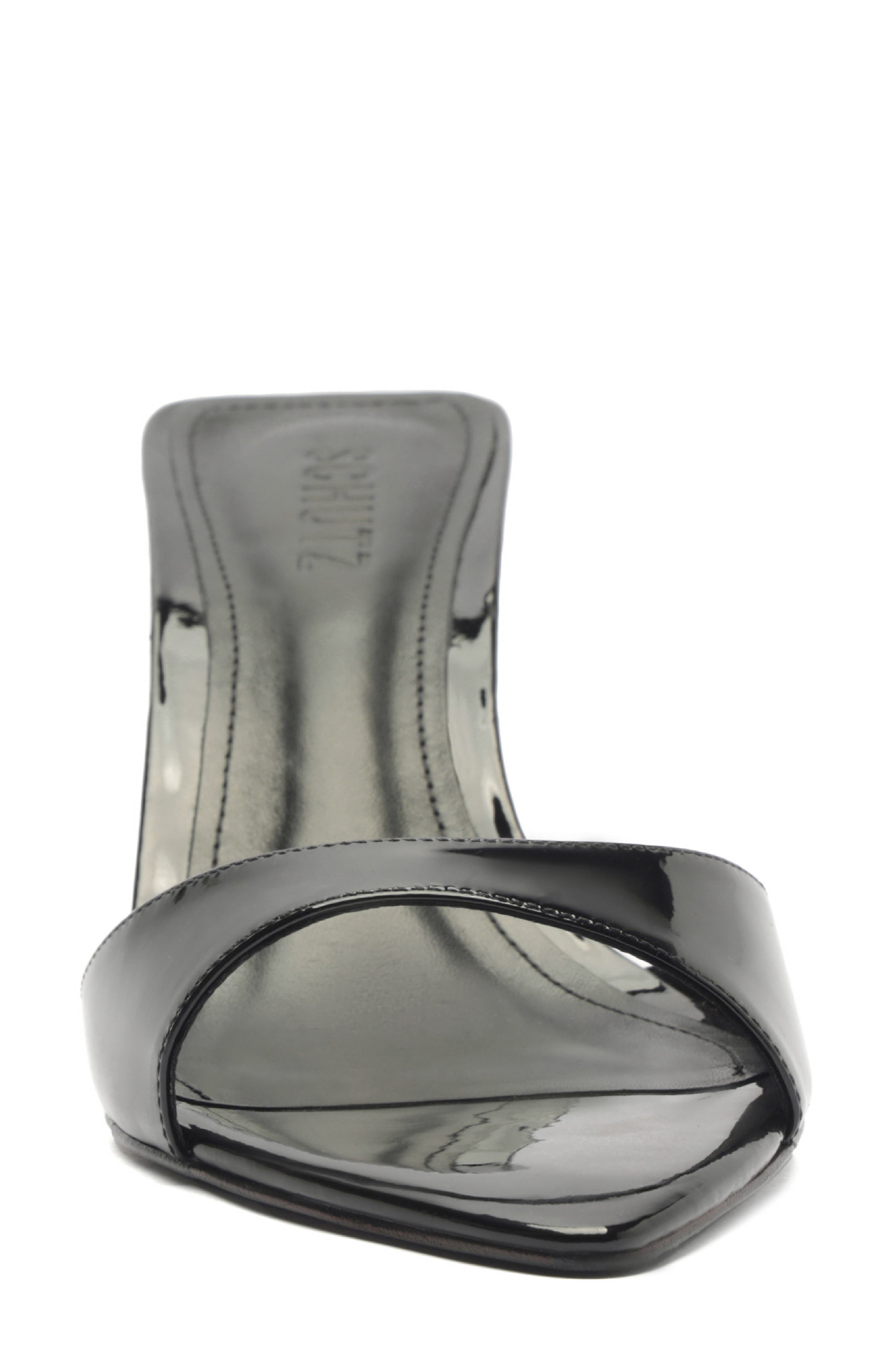 Schutz Elodie Pointed Toe Sandal, Alternate, color, Black Patent