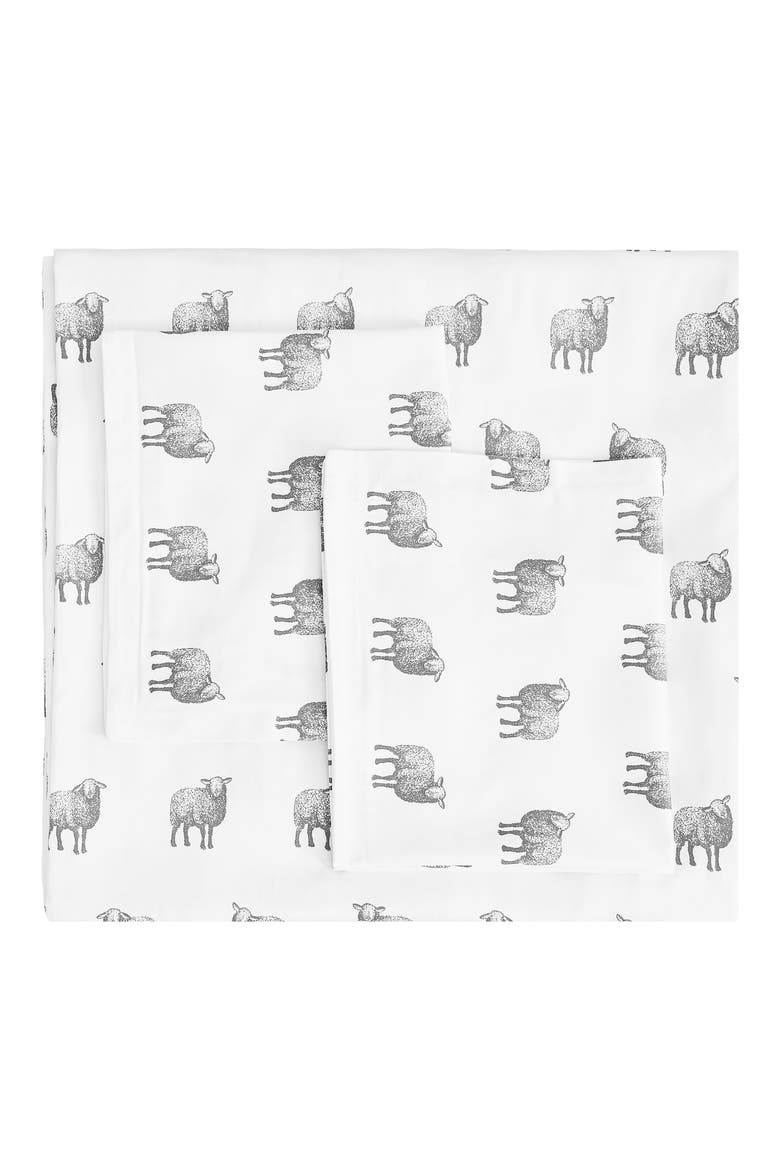 Sheep 400 Thread Count Cotton Duvet Set, Main, color, GREY