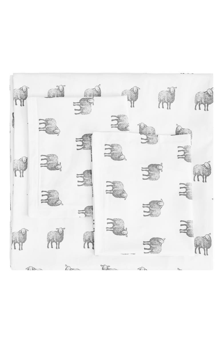 MELANGE HOME Sheep 400 Thread Count Cotton Duvet Set, Main, color, Grey