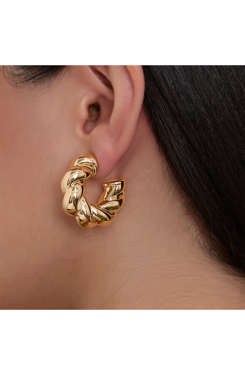 Jessica Simpson Rhinestone Hoop & Stud Earring Set of 3, Alternate, color, Gold