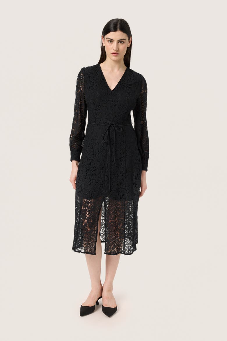 SLHanni V-neck Long Sleeves Lace Dress, Main, color, Black