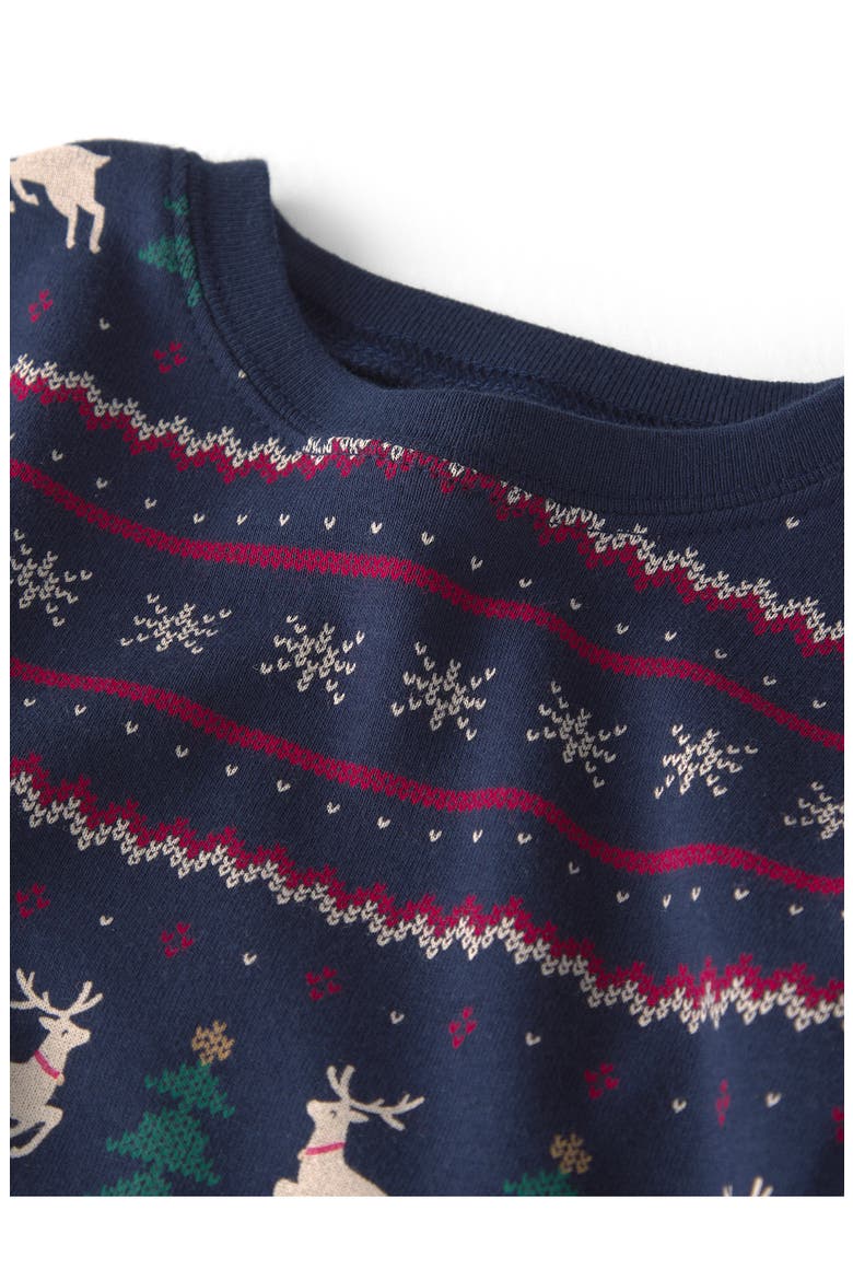 Kids' Print Fitted Organic Cotton Two-Piece Pajamas, Alternate, color, BLUE FAIRISLE