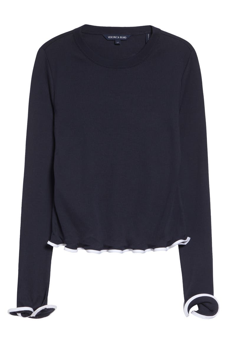 Elianne Ruffle Top, Alternate, color, NAVY WHITE