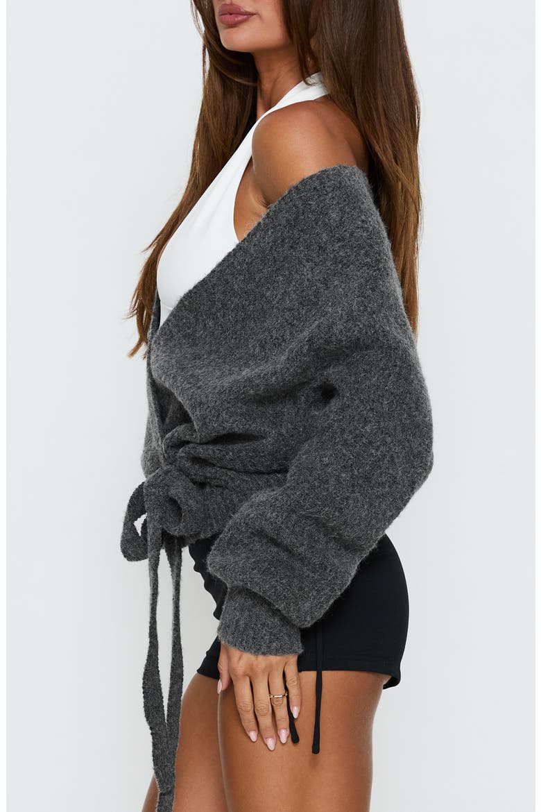 Daelan Wrap Knit Cardigan, Alternate, color, CHARCOAL