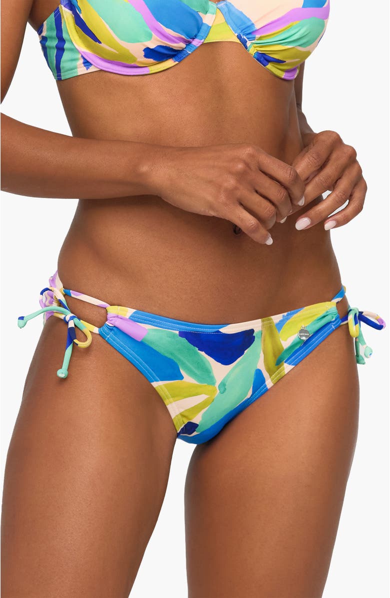 LASCANA Brushstroke Print Classic Bikini Bottom, Main, color, Blue Multi