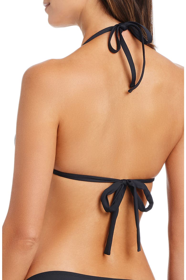 Embroidered Triangle Bikini Top, Alternate, color, BLACK/ WHITE