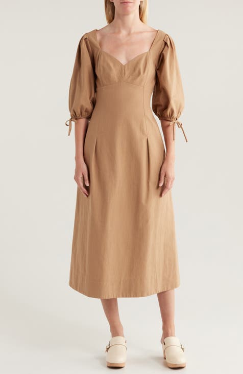 Cotton Blend Midi Dress