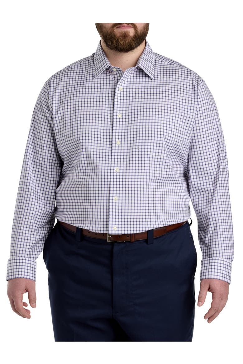 Non-Iron Check Dress Shirt, Alternate, color, NAVY