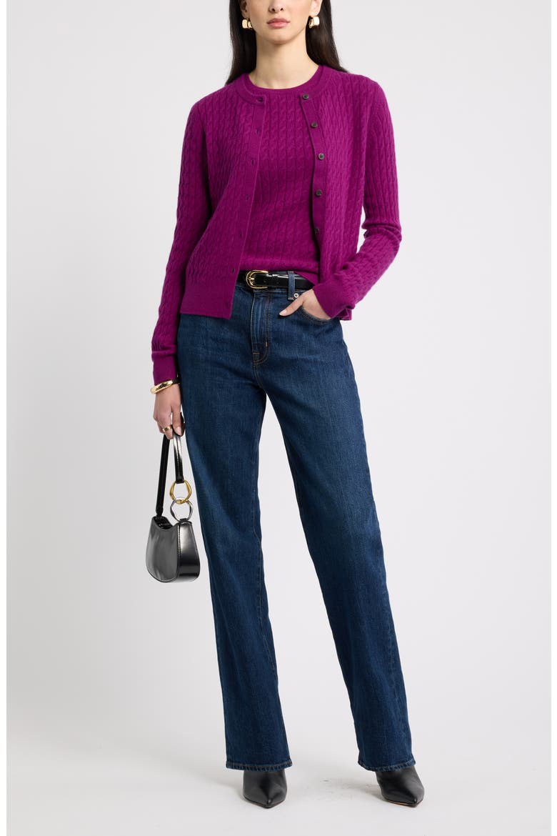 Cable Knit Cashmere Sweater Tank, Alternate, color, PURPLE BELL