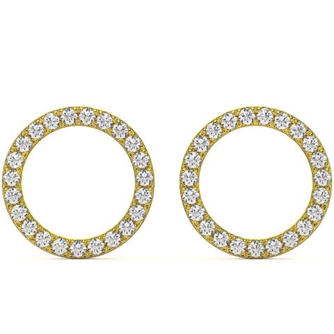 1/4Ct Circle Diamond Earrings in White, Yellow, or Gold Lab Grown