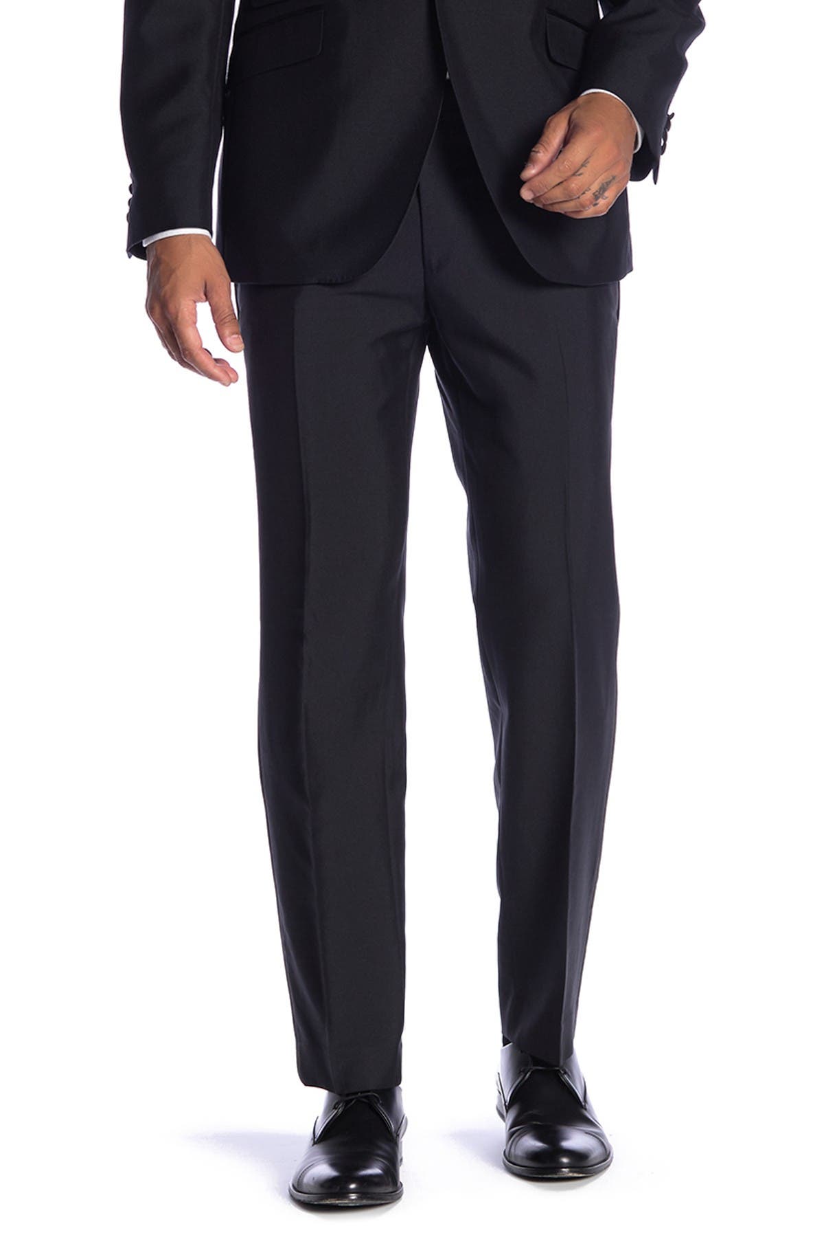 SAVILE ROW CO New Heathrow Black Modern Fit Tuxedo Pants - 30-34" Inseam