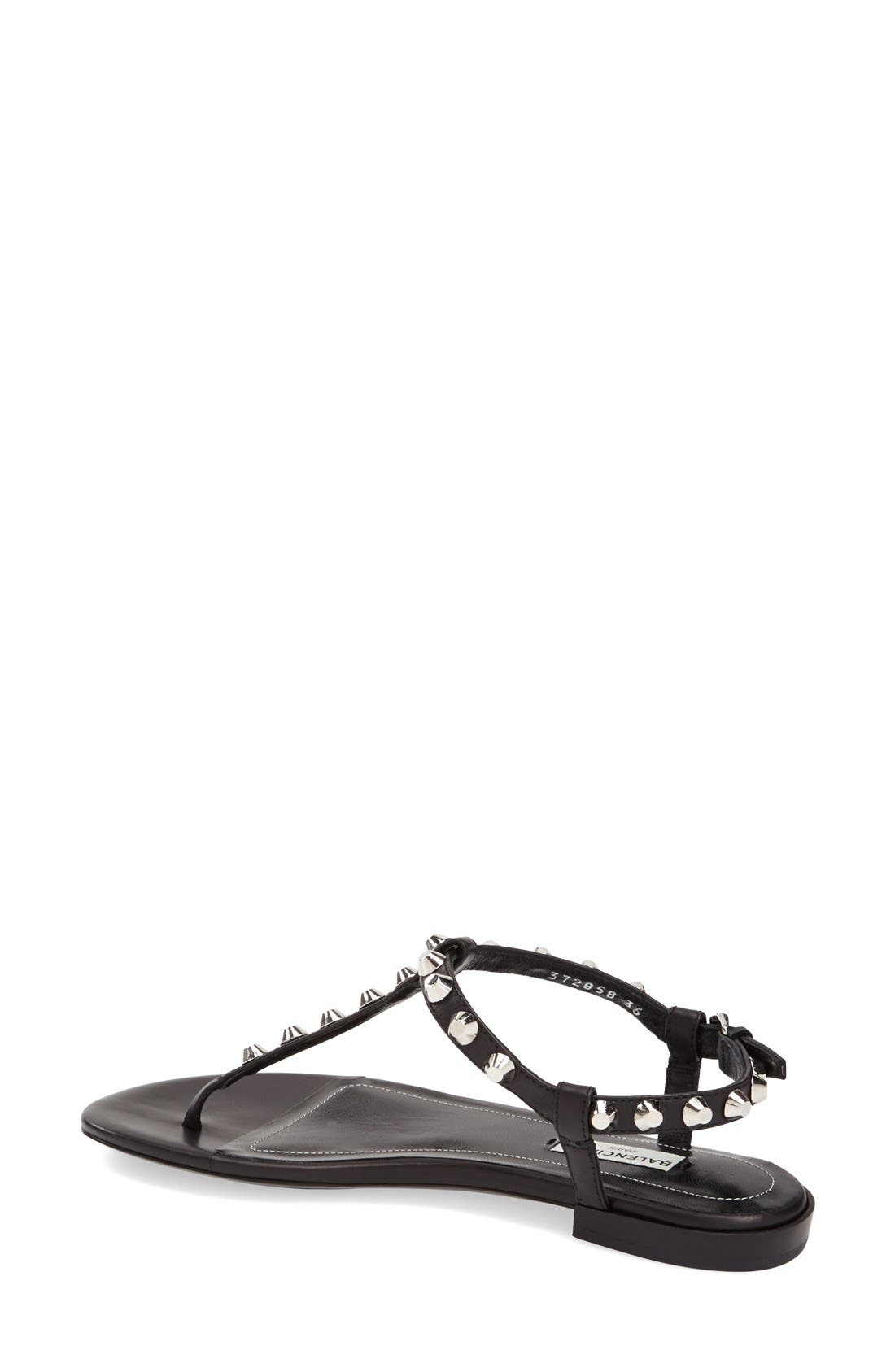 Balenciaga Studded Leather Thong Sandal, Alternate, color, 