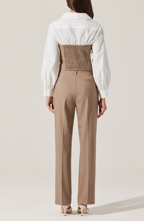 Astr Brooks Layered Corset Top In Taupe In Taupe