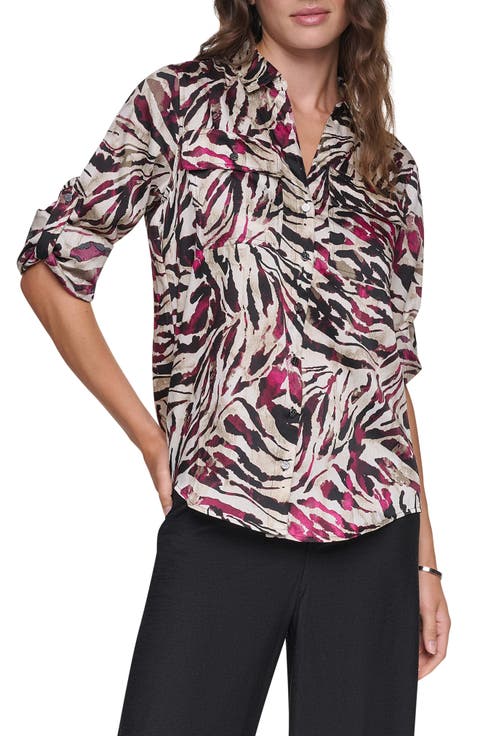 Print Roll Tab Button Shirt
