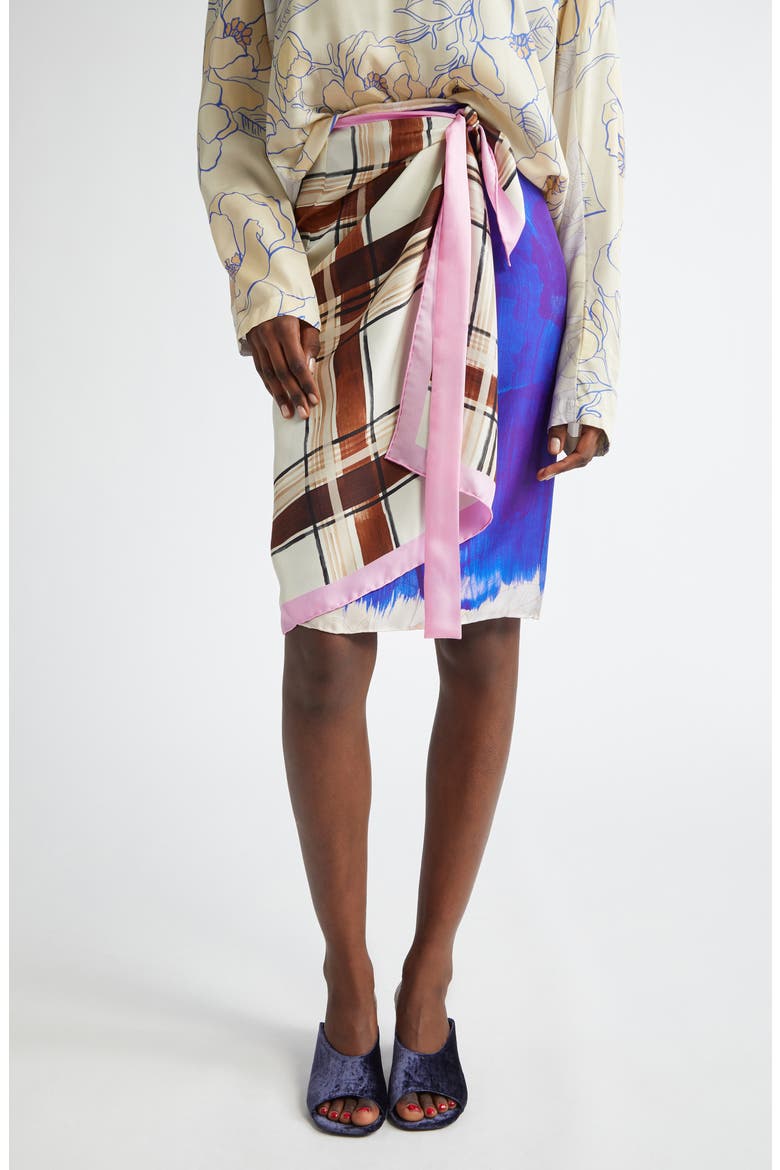 Dries Van Noten Scarfy Mixed Print Silk Wrap Skirt (Women) | Nordstrom